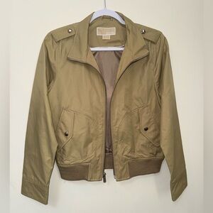Michael Kors Petite Small Utility Bomber Jacket Tan Zip
Front